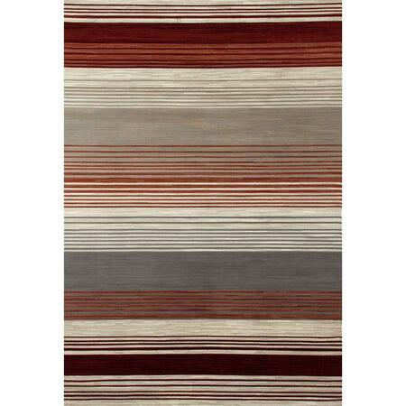 ART CARPET 9 X 12 Ft. Bastille Collection Heathered Stripe Border Woven Area Rug, Red 841864107850